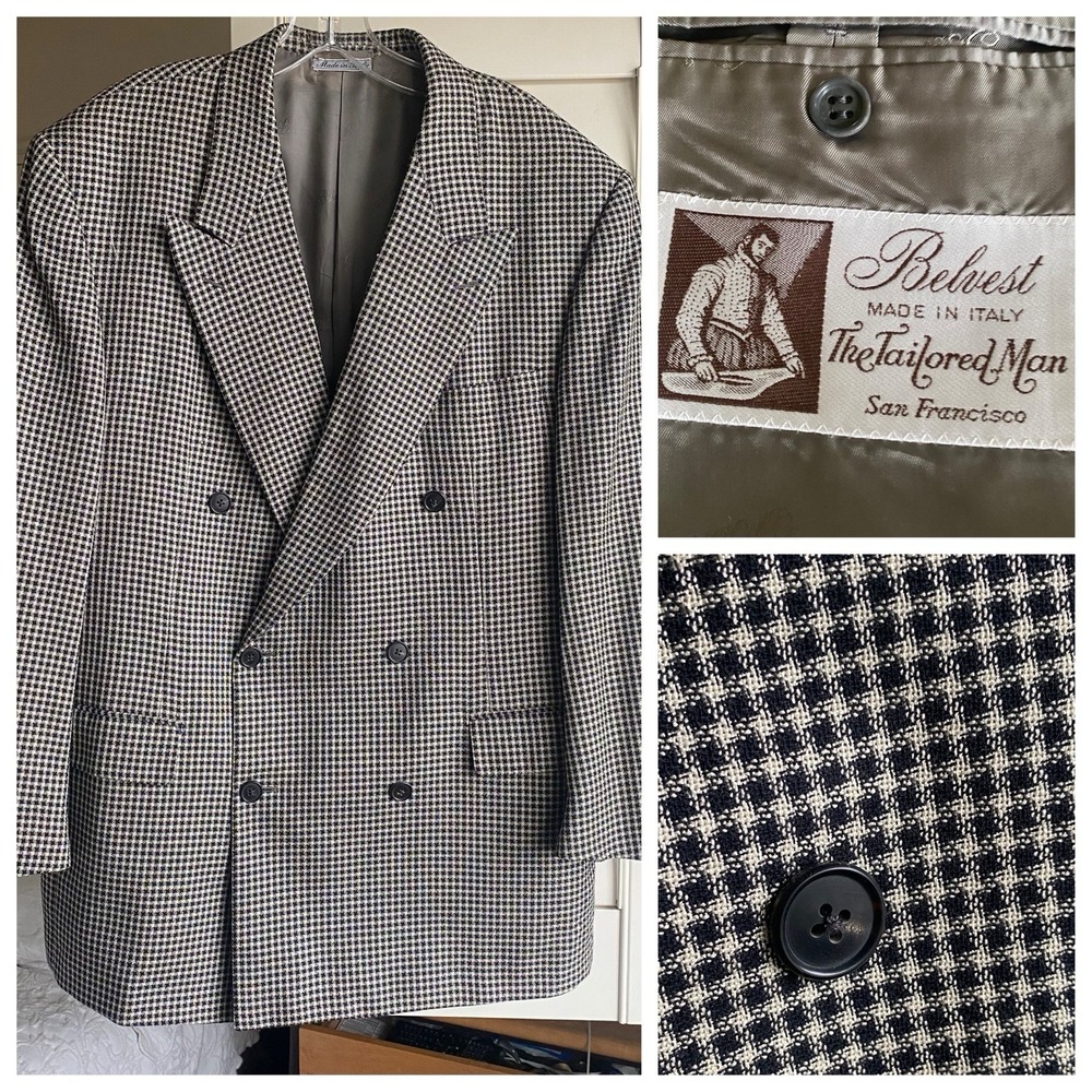 Men's Black and White Checkered Blazer